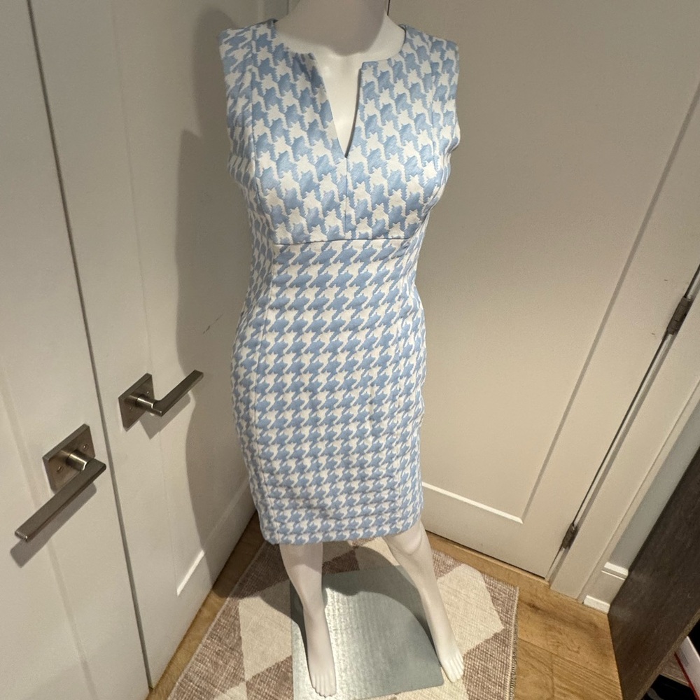 Calvin Klein Collection Blue and White Midi Dress